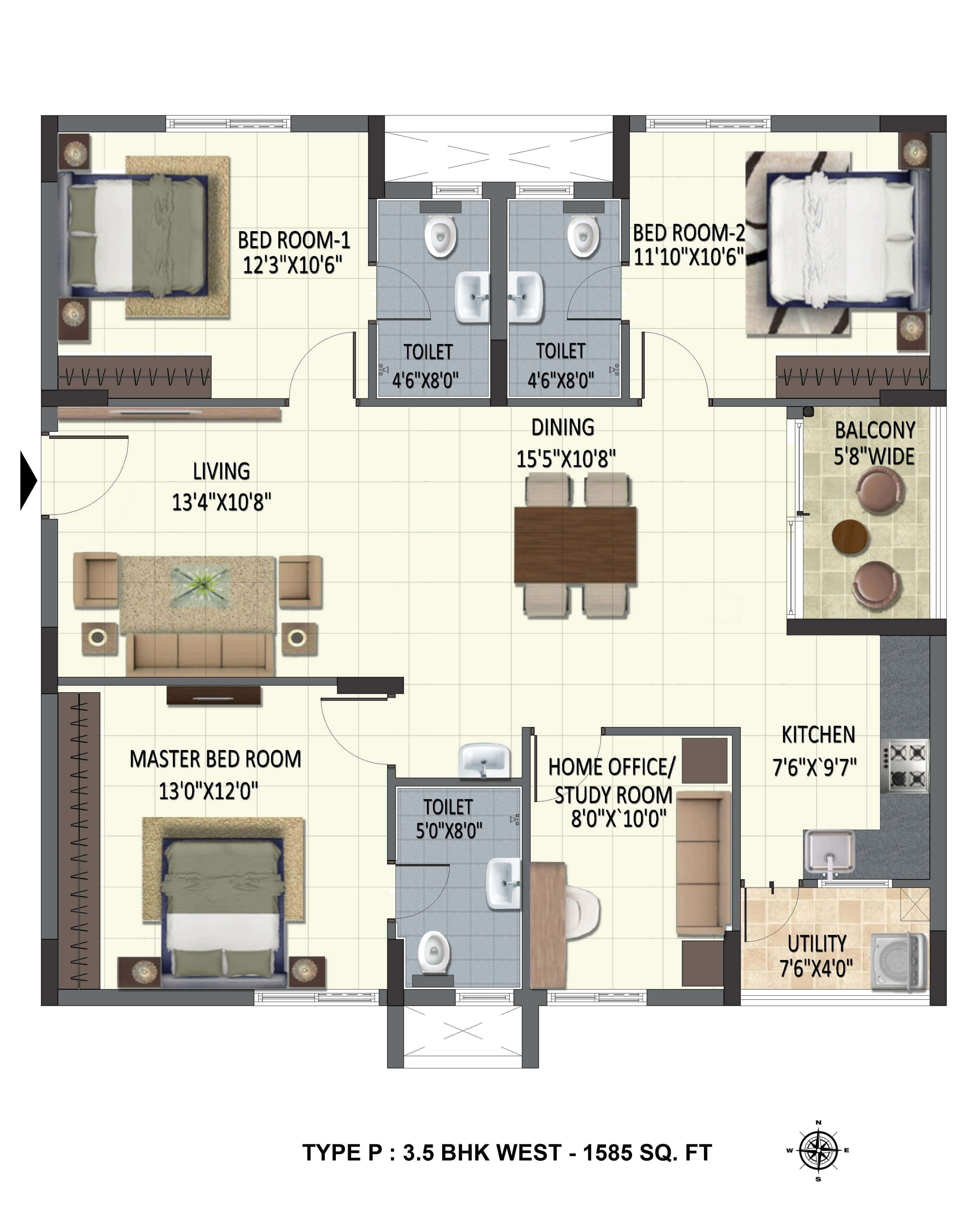 Luxury 3.5 BHK Flats for Sale in Pragathi Nagar